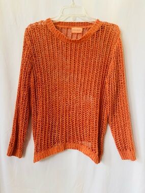 Open Knit Orange 60s 70s style Lightweight Sweater Dreamers